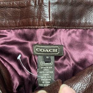 Coach Dark Brown Leather Flare Pants never worn